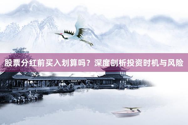 股票分红前买入划算吗？深度剖析投资时机与风险
