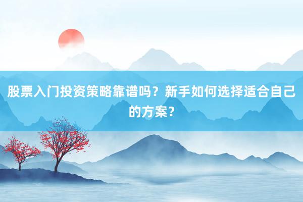 股票入门投资策略靠谱吗？新手如何选择适合自己的方案？
