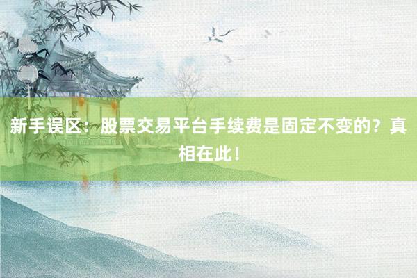 新手误区：股票交易平台手续费是固定不变的？真相在此！