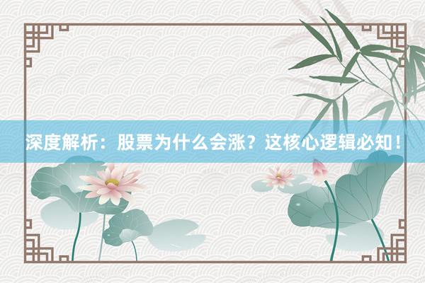 深度解析：股票为什么会涨？这核心逻辑必知！