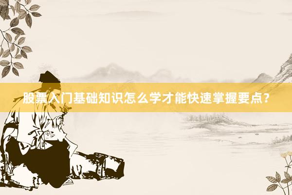 股票入门基础知识怎么学才能快速掌握要点？
