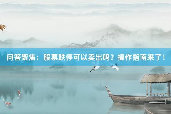 问答聚焦：股票跌停可以卖出吗？操作指南来了！