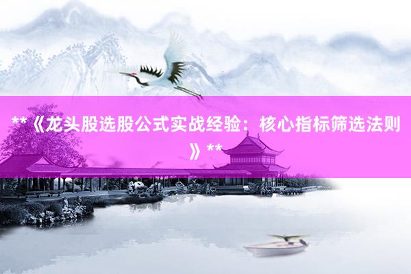 **《龙头股选股公式实战经验：核心指标筛选法则》**