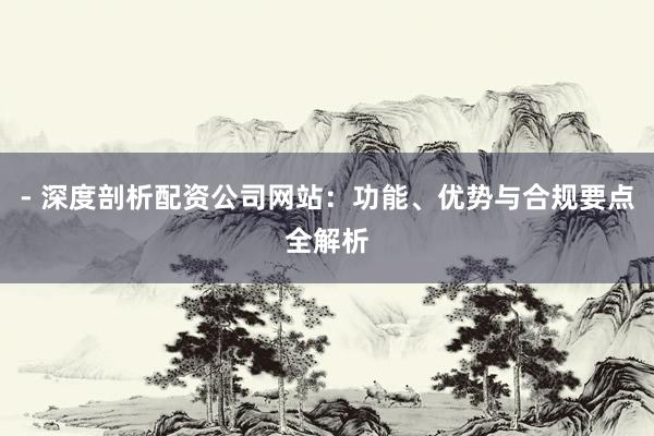 - 深度剖析配资公司网站：功能、优势与合规要点全解析