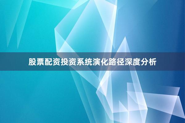 股票配资投资系统演化路径深度分析