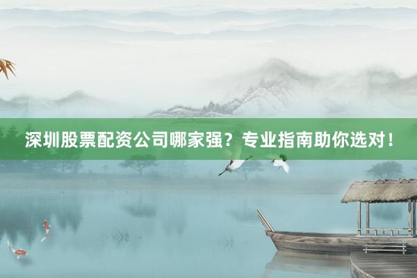 深圳股票配资公司哪家强？专业指南助你选对！